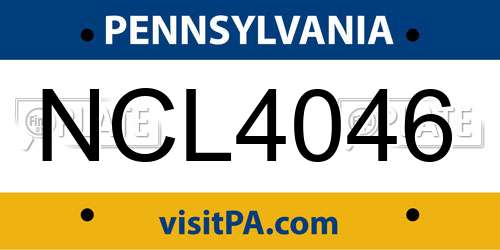 NCL4046 Pennsylvania License Plate