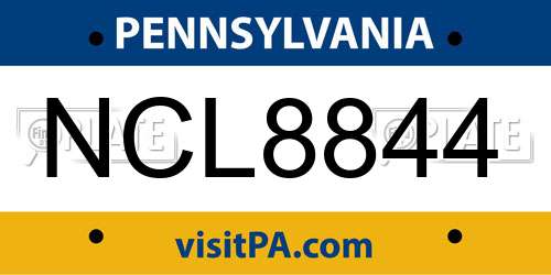 NCL8844 Pennsylvania License Plate
