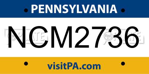 NCM2736 Pennsylvania License Plate