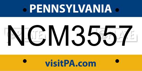 NCM3557 Pennsylvania License Plate