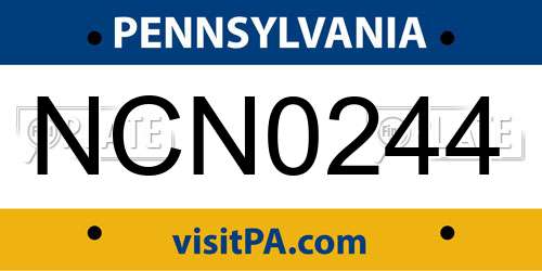 NCN0244 Pennsylvania License Plate