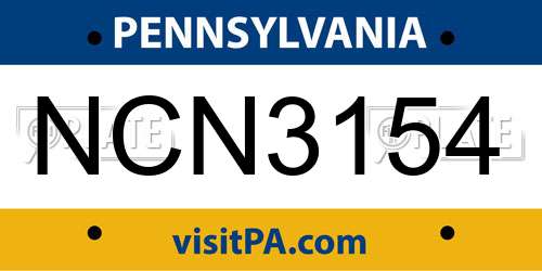 NCN3154 Pennsylvania License Plate