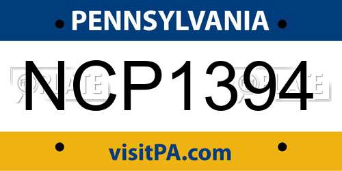 NCP1394 Pennsylvania License Plate