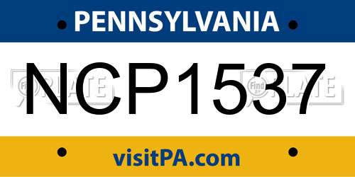 NCP1537 Pennsylvania License Plate