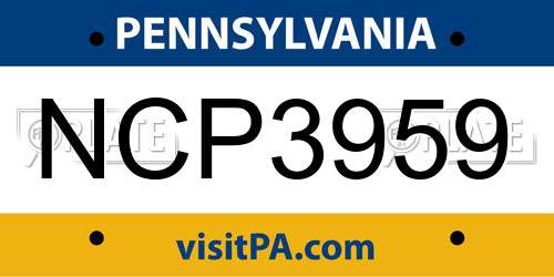 NCP3959 Pennsylvania License Plate