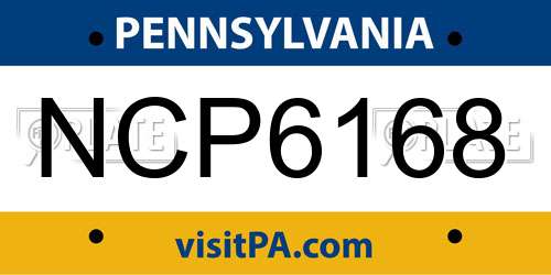NCP6168 Pennsylvania License Plate