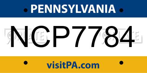 NCP7784 Pennsylvania License Plate