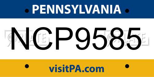 NCP9585 Pennsylvania License Plate