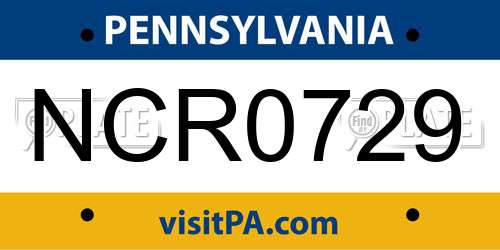 NCR0729 Pennsylvania License Plate