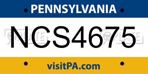 NCS4675 Pennsylvania License Plate