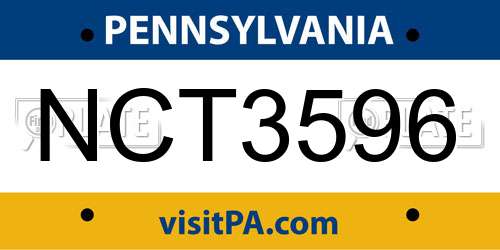 NCT3596 Pennsylvania License Plate