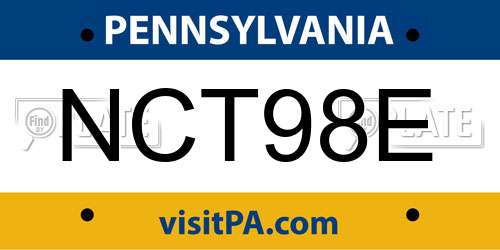 NCT98E Pennsylvania License Plate