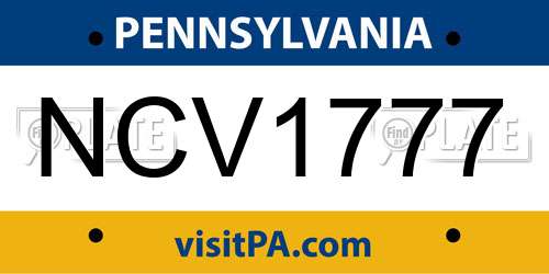 NCV1777 Pennsylvania License Plate