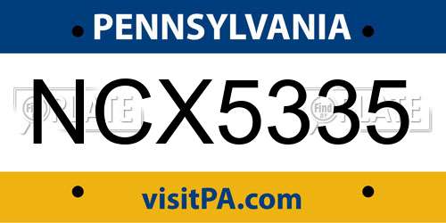 NCX5335 Pennsylvania License Plate