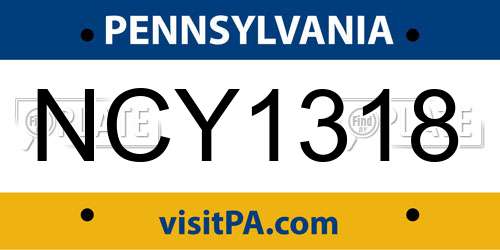 NCY1318 Pennsylvania License Plate