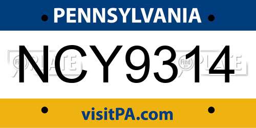 NCY9314 Pennsylvania License Plate