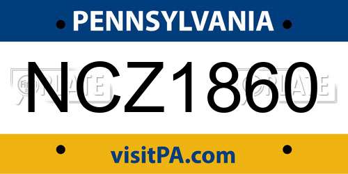 NCZ1860 Pennsylvania License Plate
