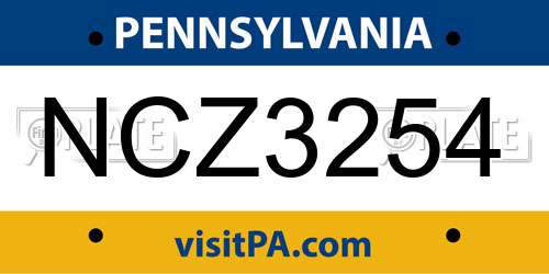 NCZ3254 Pennsylvania License Plate