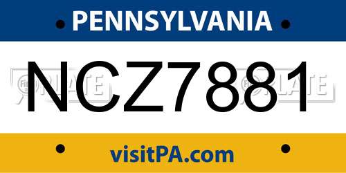 NCZ7881 Pennsylvania License Plate