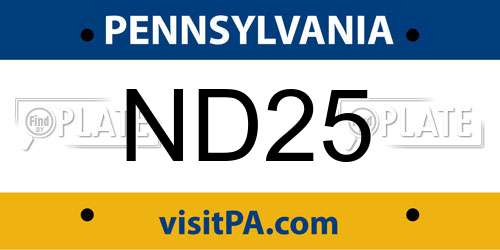 ND25 Pennsylvania License Plate