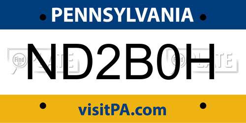 ND2B0H Pennsylvania License Plate