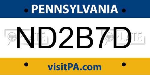 ND2B7D Pennsylvania License Plate