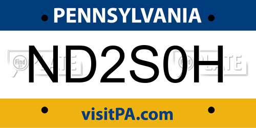 ND2S0H Pennsylvania License Plate