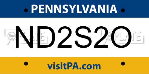 ND2S2O Pennsylvania License Plate