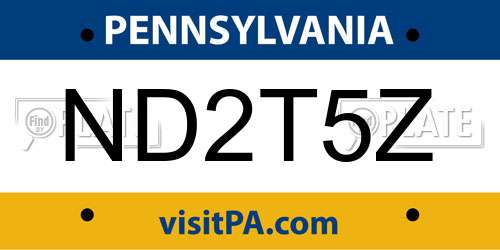 ND2T5Z Pennsylvania License Plate