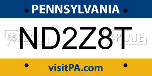 ND2Z8T Pennsylvania License Plate