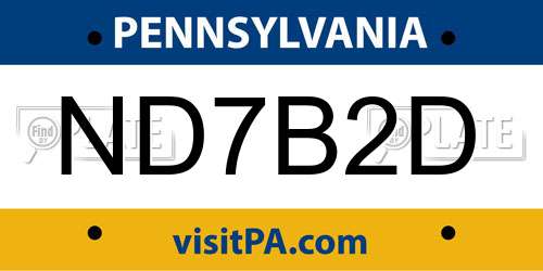 ND7B2D Pennsylvania License Plate