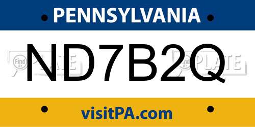 ND7B2Q Pennsylvania License Plate