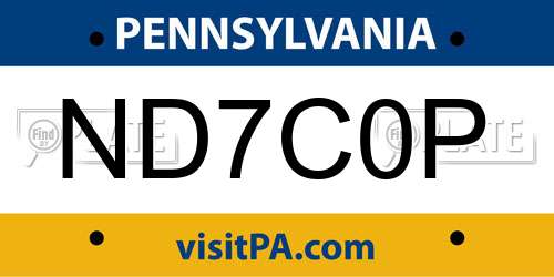 ND7C0P Pennsylvania License Plate
