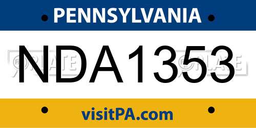 NDA1353 Pennsylvania License Plate