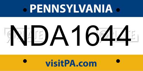NDA1644 Pennsylvania License Plate
