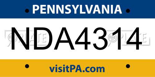 NDA4314 Pennsylvania License Plate