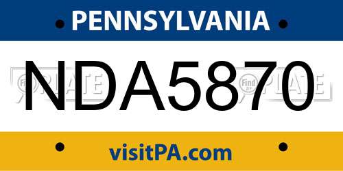 NDA5870 Pennsylvania License Plate