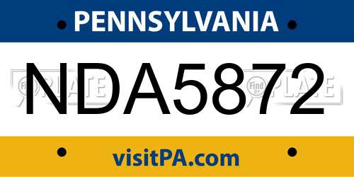 NDA5872 Pennsylvania License Plate