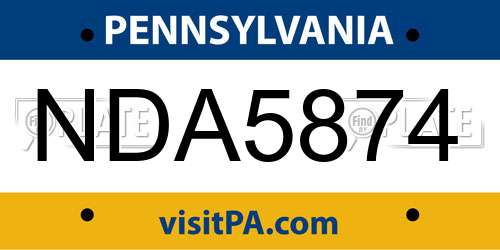 NDA5874 Pennsylvania License Plate