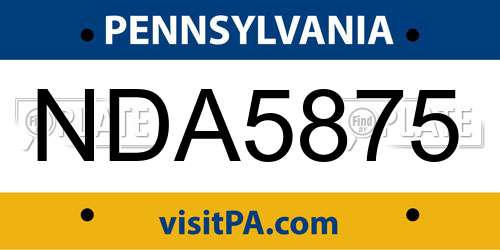 NDA5875 Pennsylvania License Plate