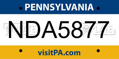 NDA5877 Pennsylvania License Plate