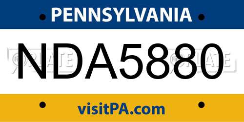 NDA5880 Pennsylvania License Plate