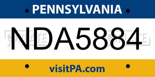 NDA5884 Pennsylvania License Plate