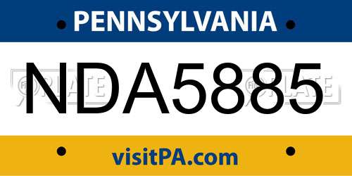 NDA5885 Pennsylvania License Plate