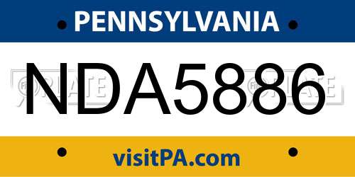 NDA5886 Pennsylvania License Plate