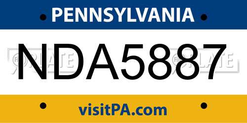 NDA5887 Pennsylvania License Plate