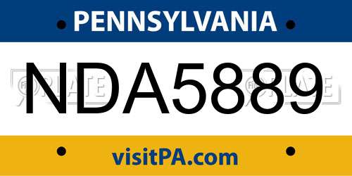 NDA5889 Pennsylvania License Plate