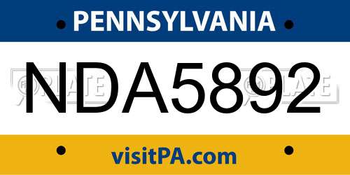 NDA5892 Pennsylvania License Plate