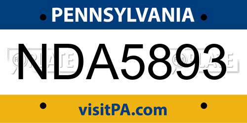 NDA5893 Pennsylvania License Plate