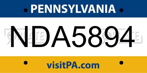 NDA5894 Pennsylvania License Plate